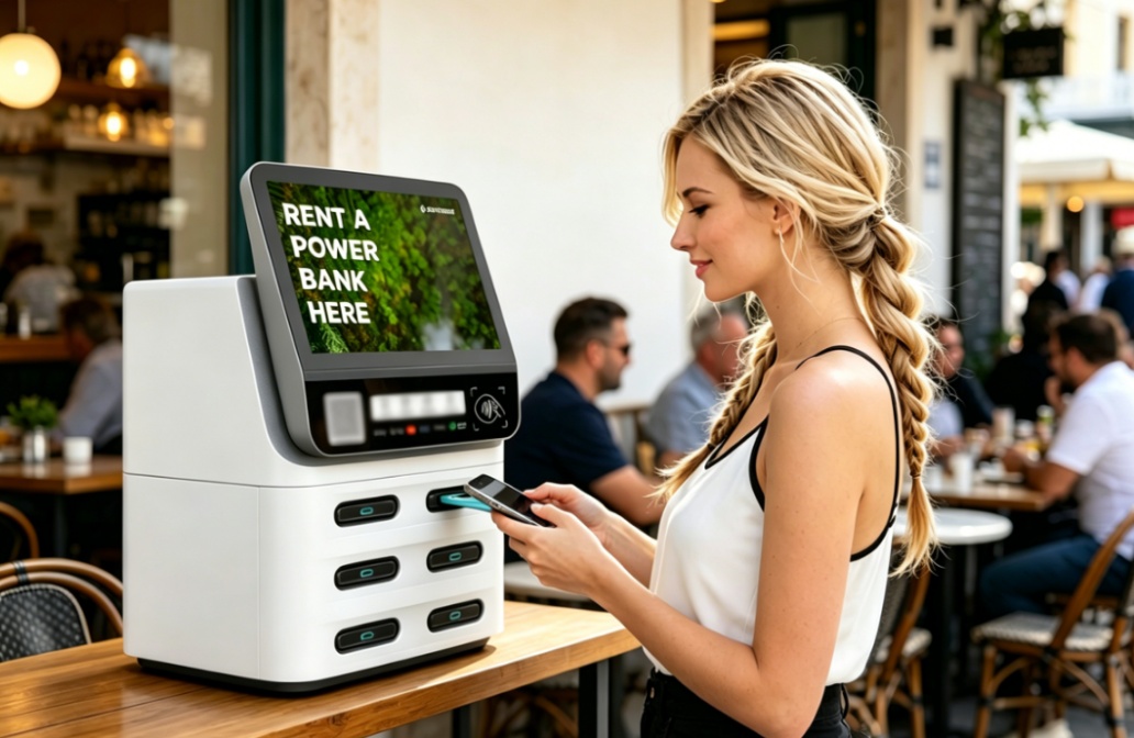 Cyprus POS Shared Power Bank layout in restaurants and streets, stable traffic, convenient rental
